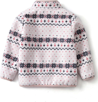 Kids Printed Polar Fleece Jacket Toddler Baby Boys Girls Autumn Winter Warm Sherpa Lining Outerwear