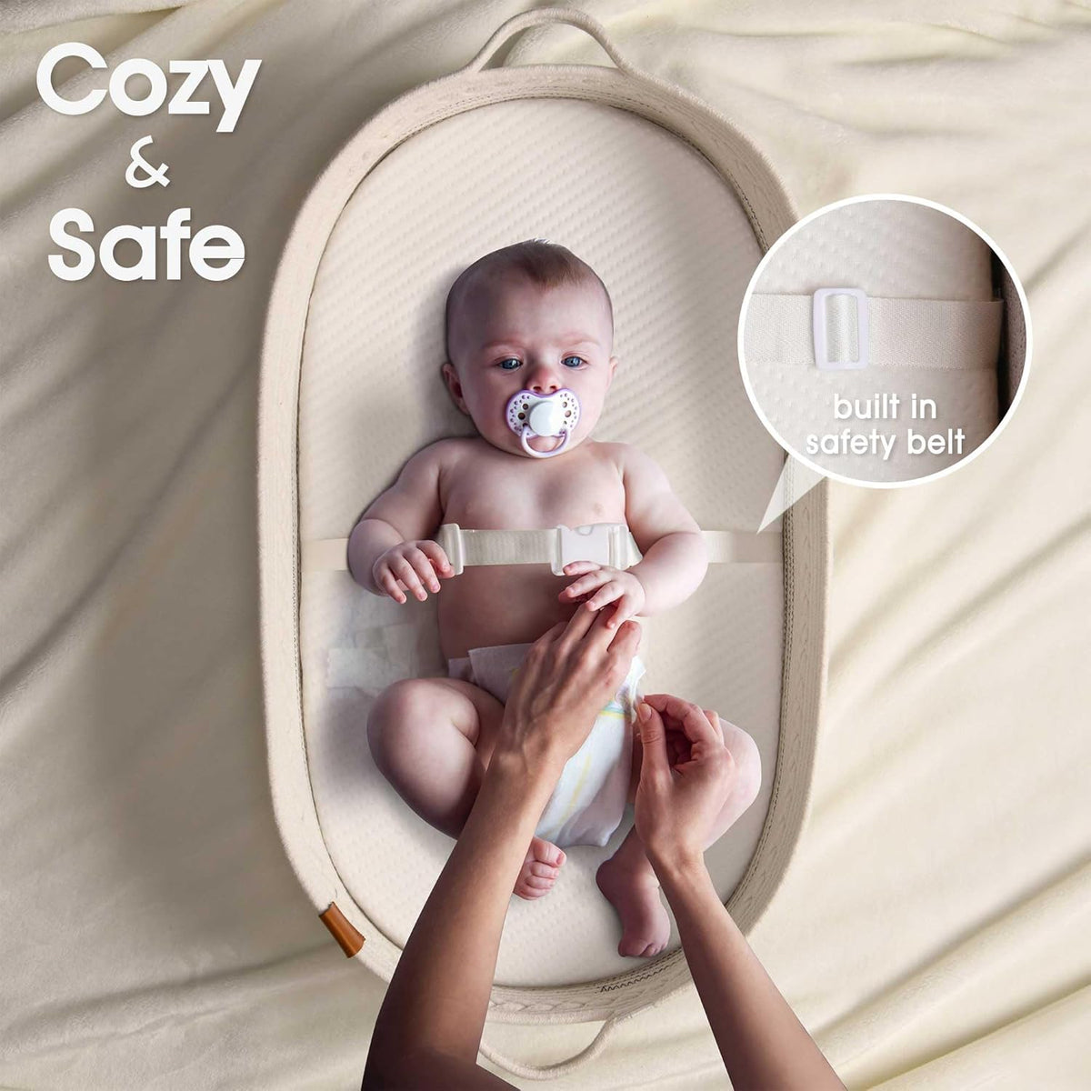 Baby Changing Basket Includes Diaper Caddy - Breathable & Waterproof Dual-Cover, Portable, Changing