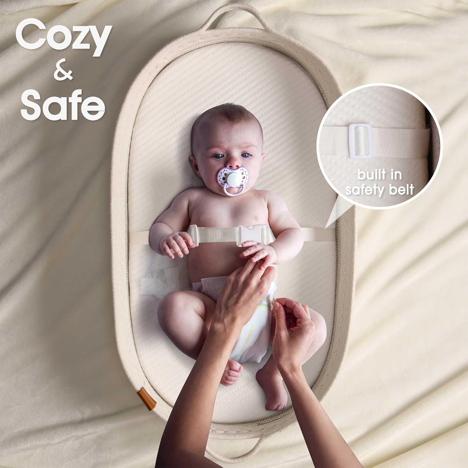 Baby Changing Basket Includes Diaper Caddy - Breathable & Waterproof Dual-Cover, Portable, Changing