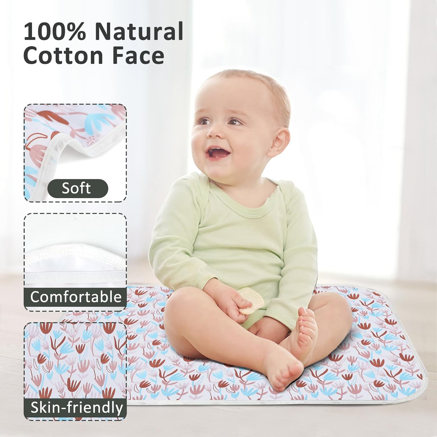Baby Diaper Changing Pad, 21 5/8" x 31.5" Waterproof Changing Pad Liners - Reusable Soft and