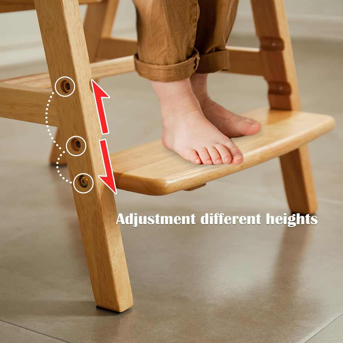 Solid Wood high Chairs for Toddlers,High Chair Grows with Kid for Dining, Study Chair for Children