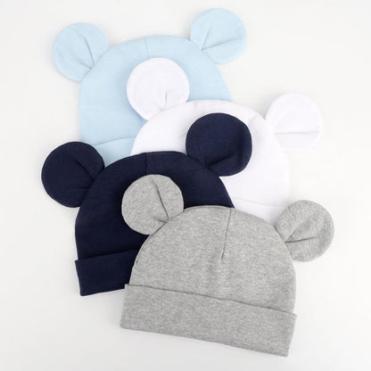 DRESHOW BQUBO 4 Pieces Baby Beanie Newborn Toddler Soft Cute Knit Hat Hospital Hats for Baby Boys