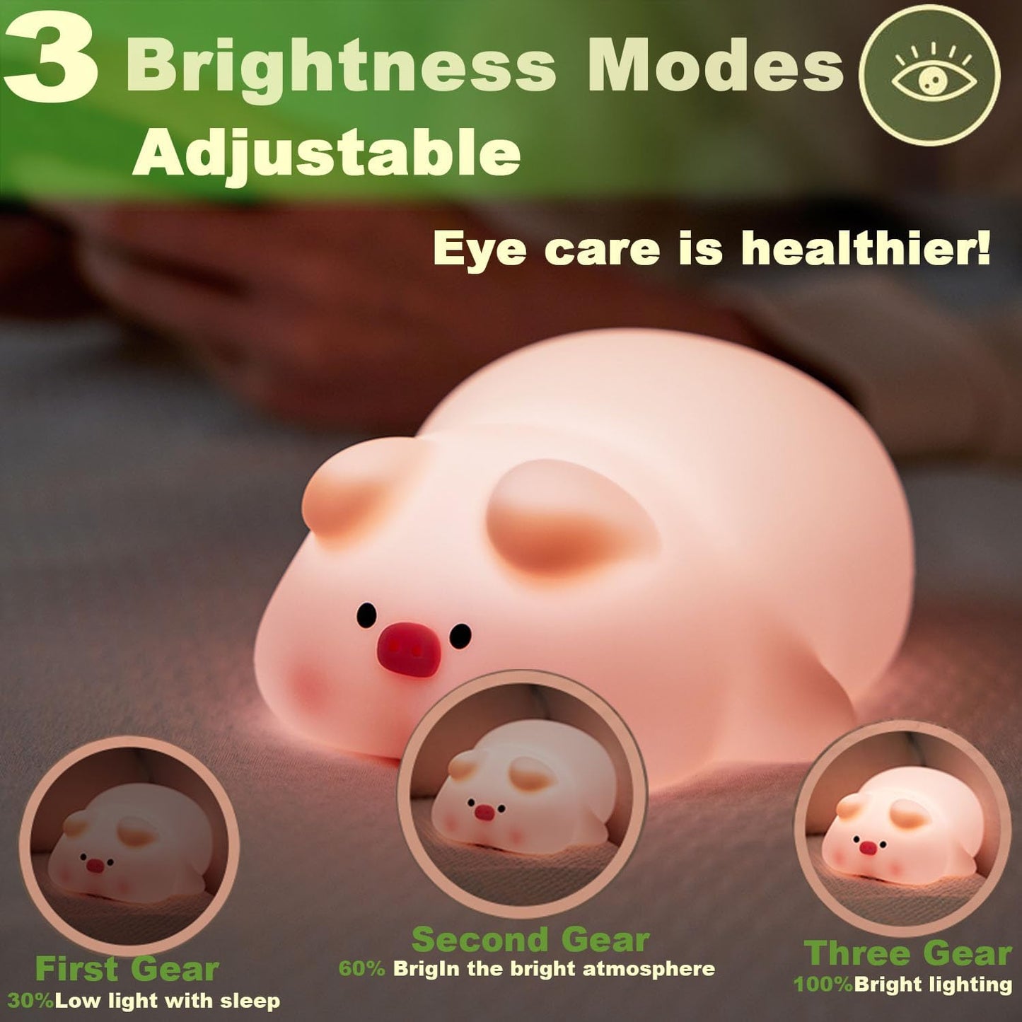 Cute Pig Lamp, Fun Lying Flat Pig Night Light, LED Squishy Animal Novelty Lamp, Light up Duck for