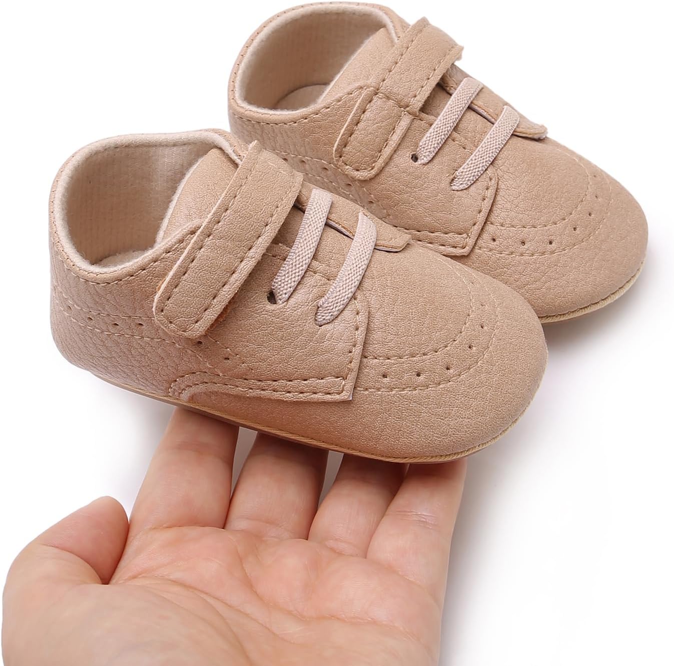 SOFMUO Baby Boys Girls High Top Ankle PU Leather Sneakers Soft Rubber Sole Infant Moccasins Newborn
