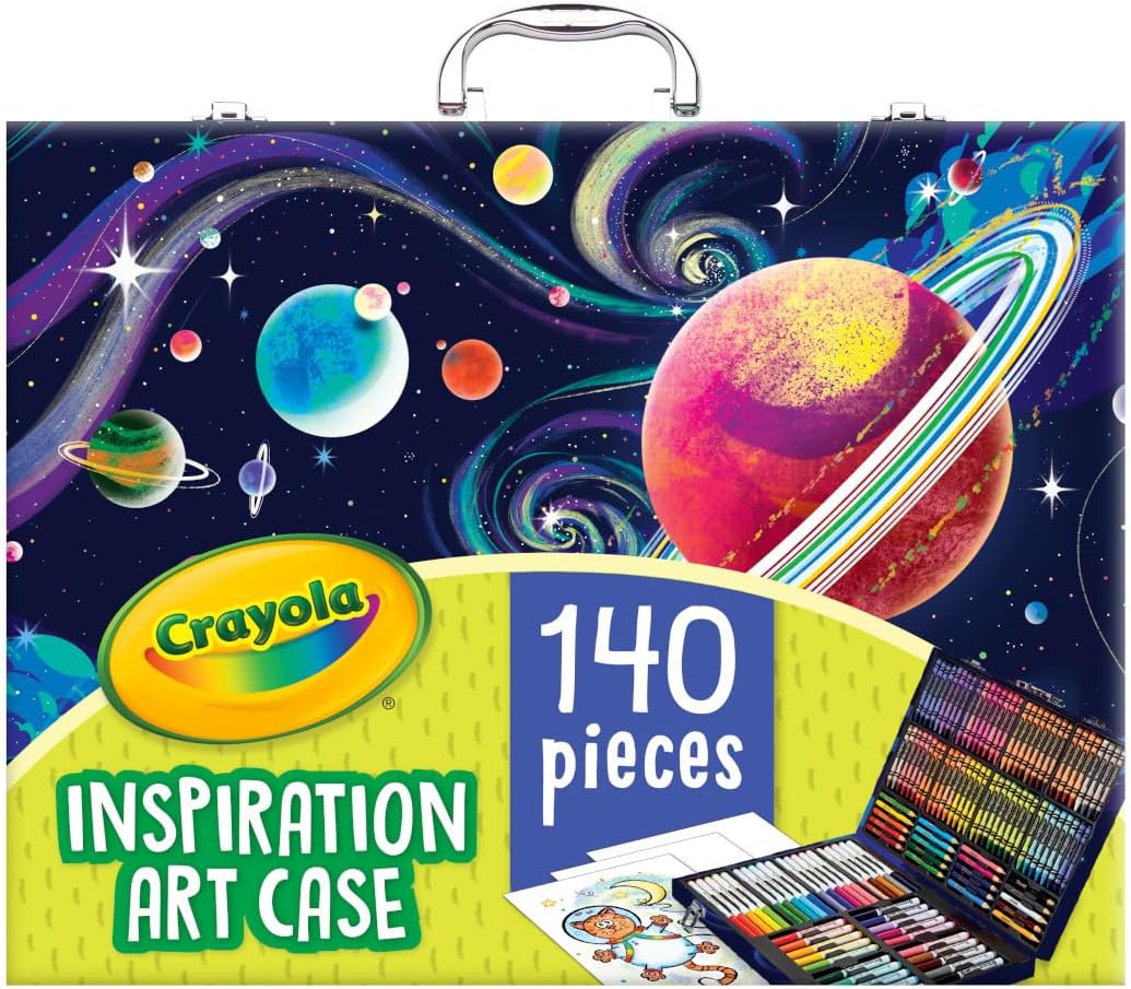 Crayola Inspiration Art Case Coloring Set, 140pc Space Theme – Art Kit for Kids, Crayons, Markers