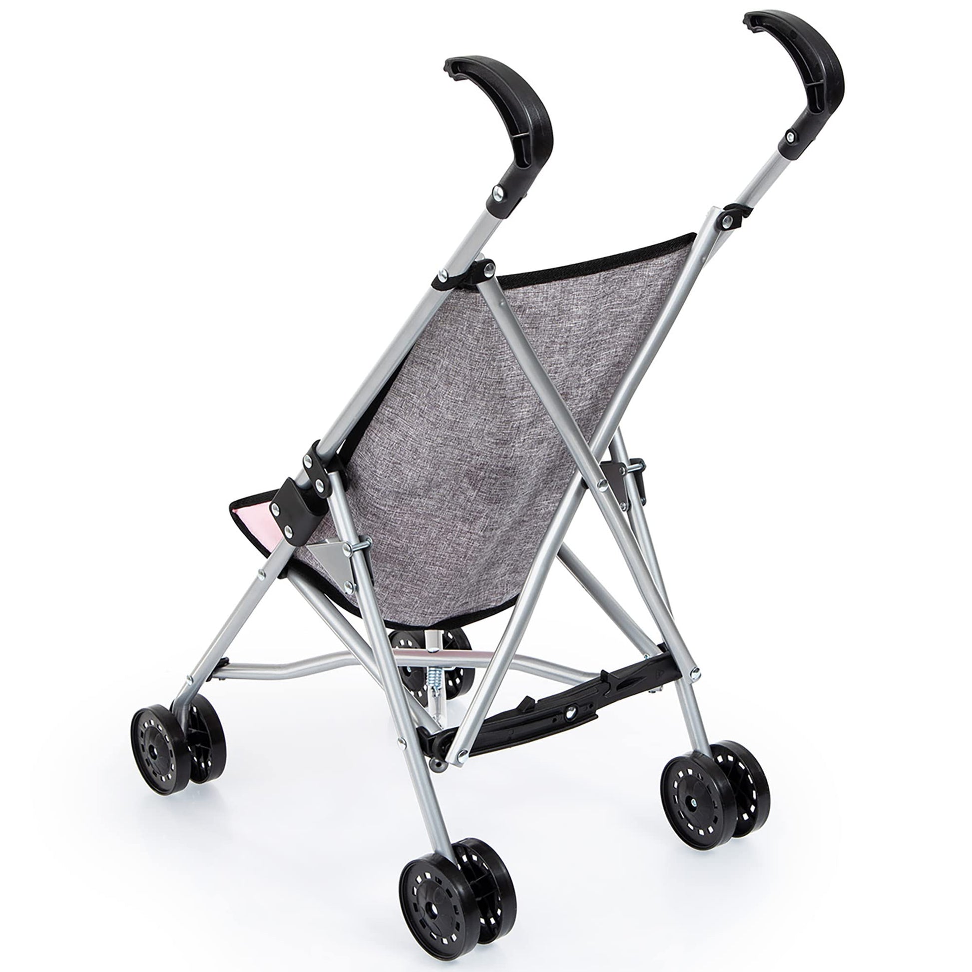 Bayer Doll Umbrella Stroller, Foldable Toy Buggy for 18 Inch Dolls, Grey