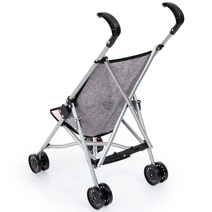 Bayer Doll Umbrella Stroller, Foldable Toy Buggy for 18 Inch Dolls, Grey