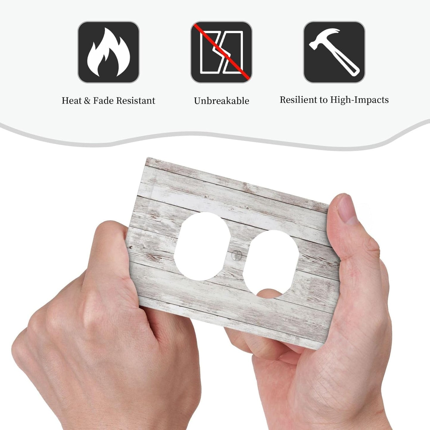 Outlet Covers Rustic Vintage White Wood Grain 1 Gang Duplex Wall Plate Decorative Switch Plates