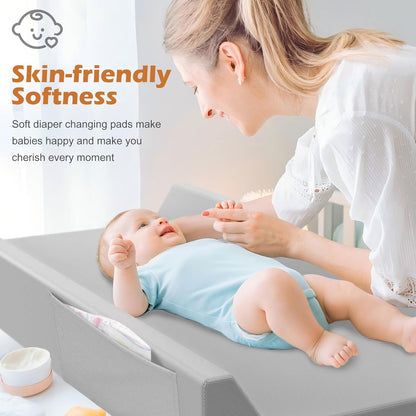 Vegan Leather Baby Changing Pad, Waterproof & Wipeable Soft Diaper Changing Mat 32" x 16.6"