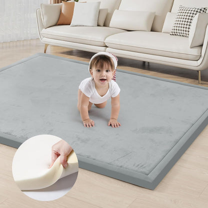 ACOMOPACK Baby Play Mat for Floor 1.3" Thick Memory Foam Play Mat 79"×157 Tummy Time Crawling with