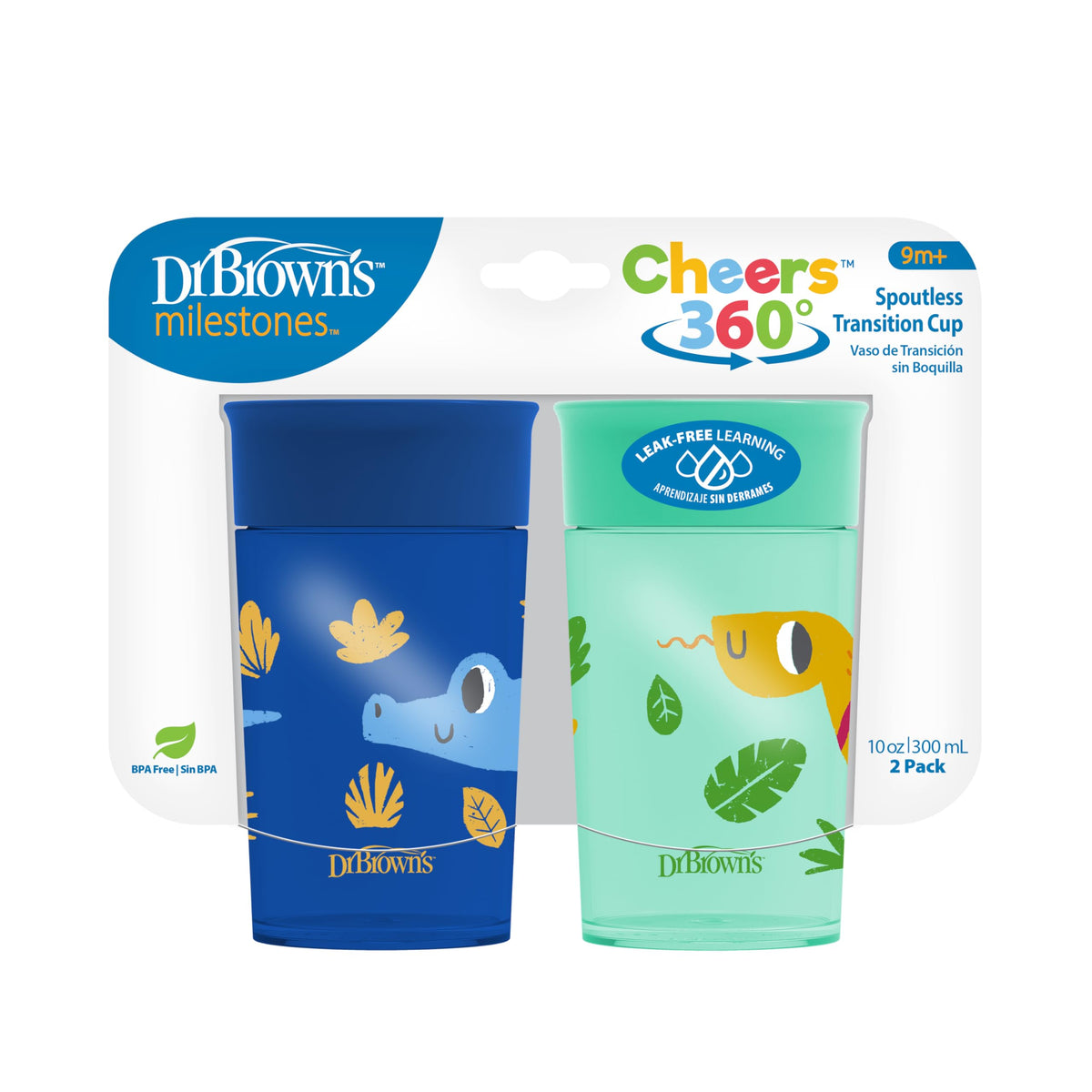 Dr. Brown's Milestones Cheers 360 Spoutless Transition Cup, Travel Friendly and Leak-Free Sippy