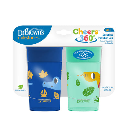 Dr. Brown's Milestones Cheers 360 Spoutless Transition Cup, Travel Friendly and Leak-Free Sippy