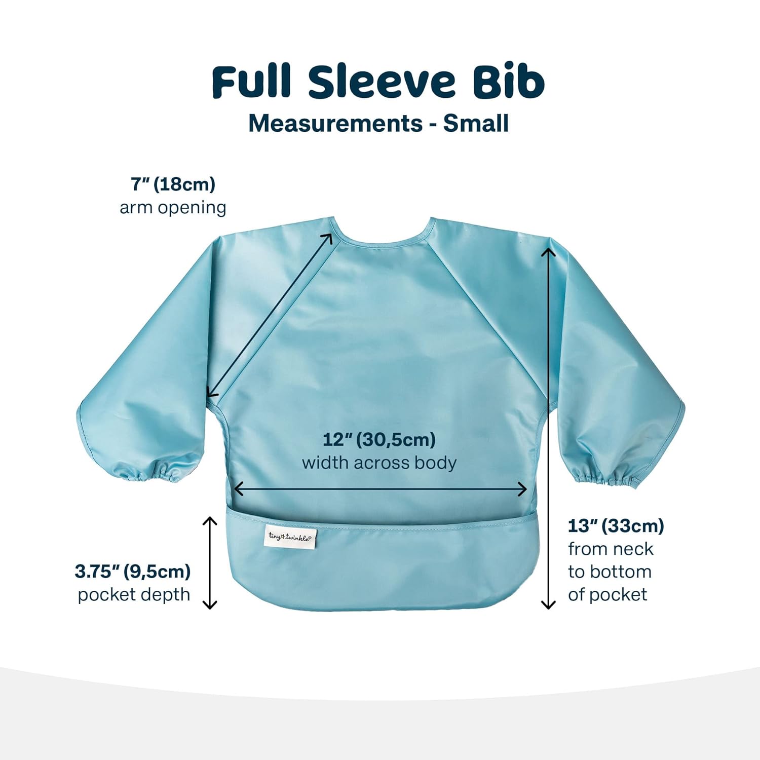 Tiny Twinkle Mess Proof Baby Bibs, 2pk Waterproof Smock Baby Bibs for Eating, Machine Washable Long