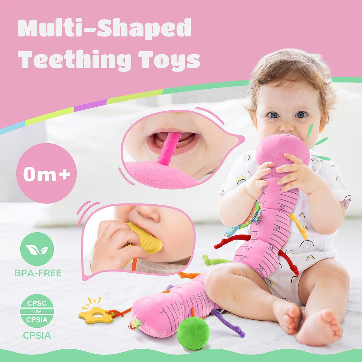 Baby Toys 6-12 Months Music Caterpillar Infant Toys Stuffed Animals 0-3-6 Months Teething Tummy