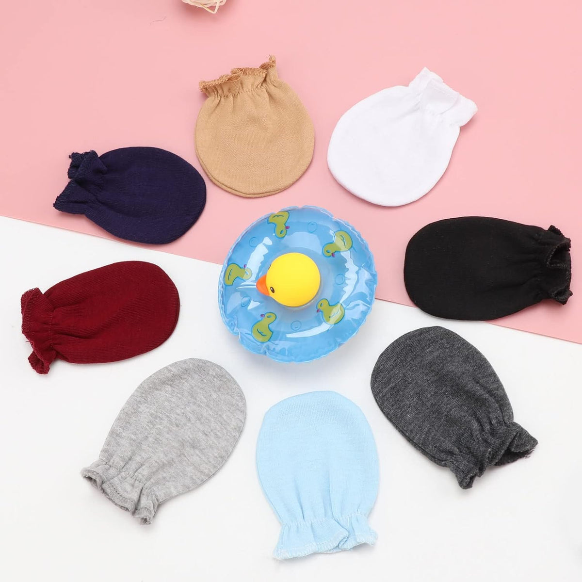 BQUBO Newborn Infant Toddler Mittens No Scratch Cotton Elastic Wrist Gloves Hypoallergenic for 0-6