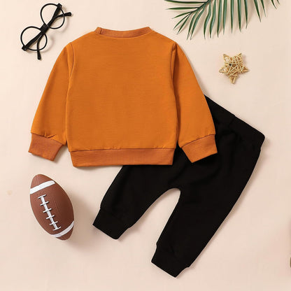 Baby Boy Clothes Fall 6 12 18 24 Months Football Long Sleeve Pullover Tops & Pant Sets Toddler