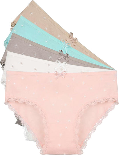 Donella Girls' Soft Cotton Underwear - Kids Bikini Brief Panties for Girls and Toddlers 5-Pack