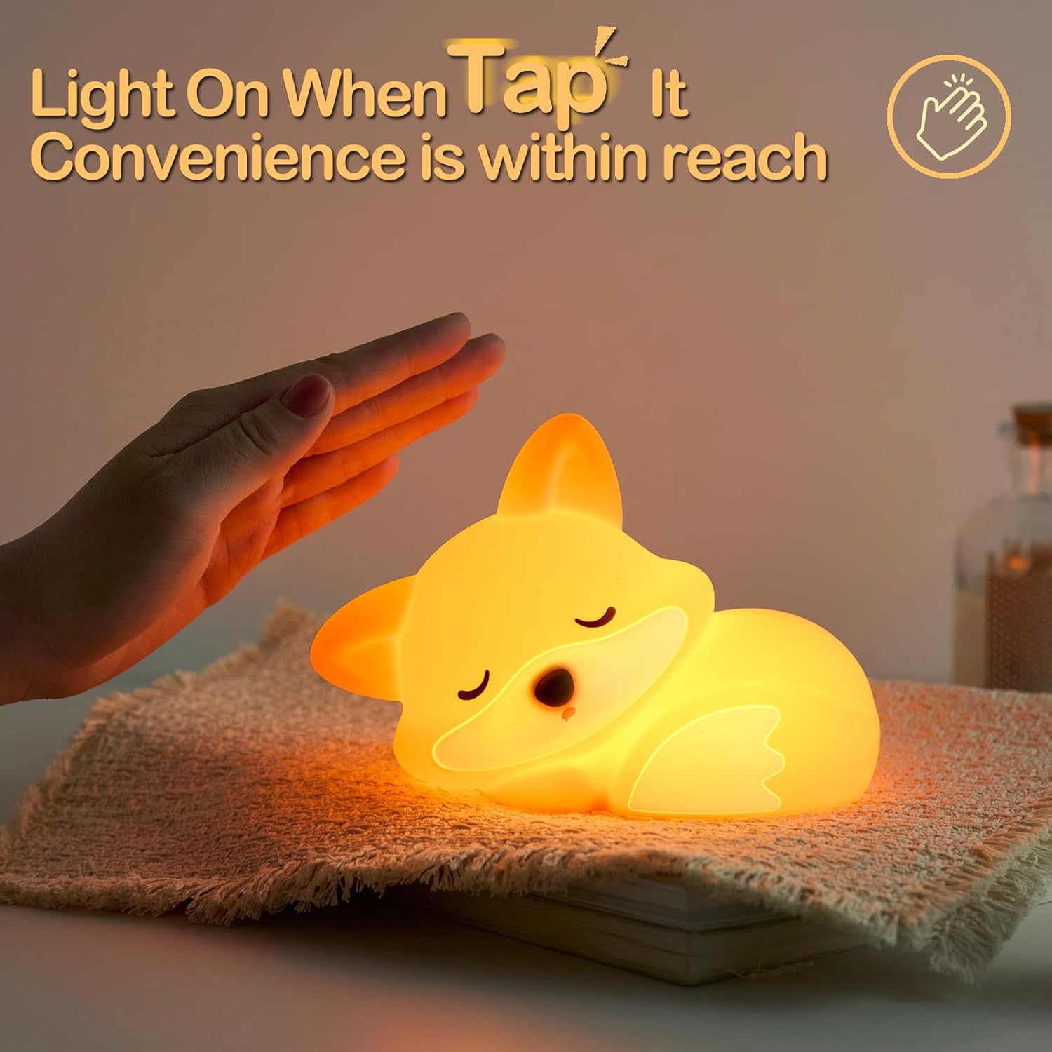 ATSUI Fox Night Light, LED Squishy Novelty Animal Lamp, Food Grade Silicone, 2 Level Dimmable
