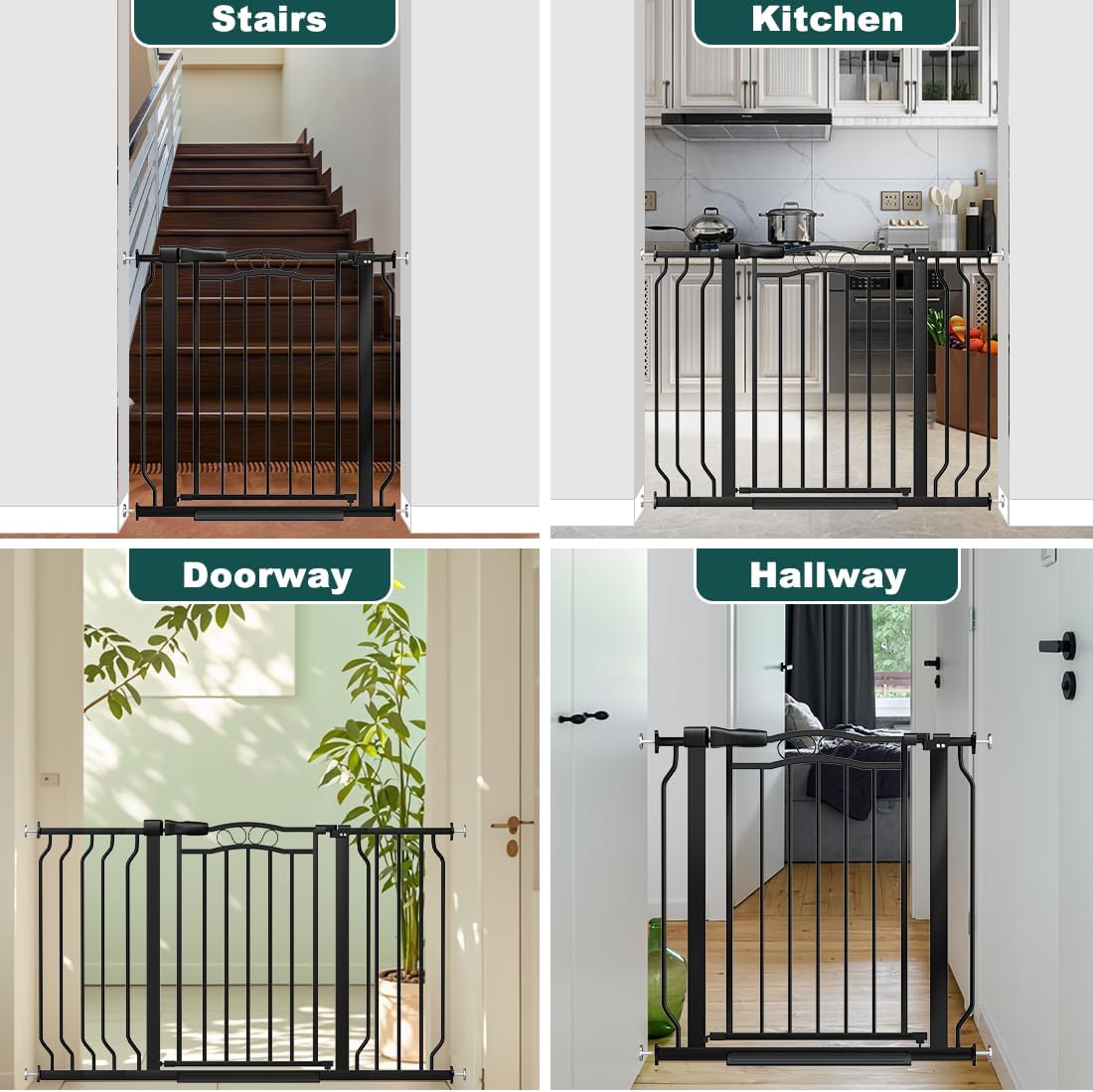 62.5"-71.6" Extra Wide Baby Gate for Doorways No Drill, Pressure Mounted Dog Gate Indoor, Walk Thru