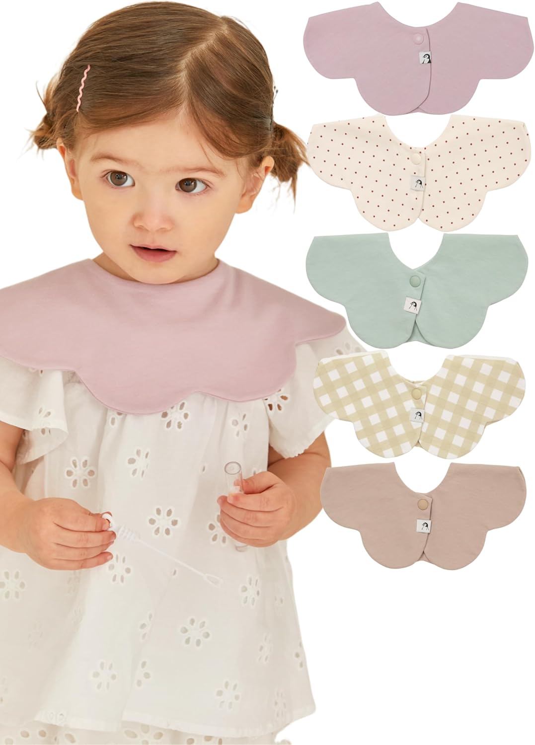 Konny Baby Bibs 5-Pack, 360 ° Rotate, Soft and Absorbent Bandana Drooling for Boys Girls baby