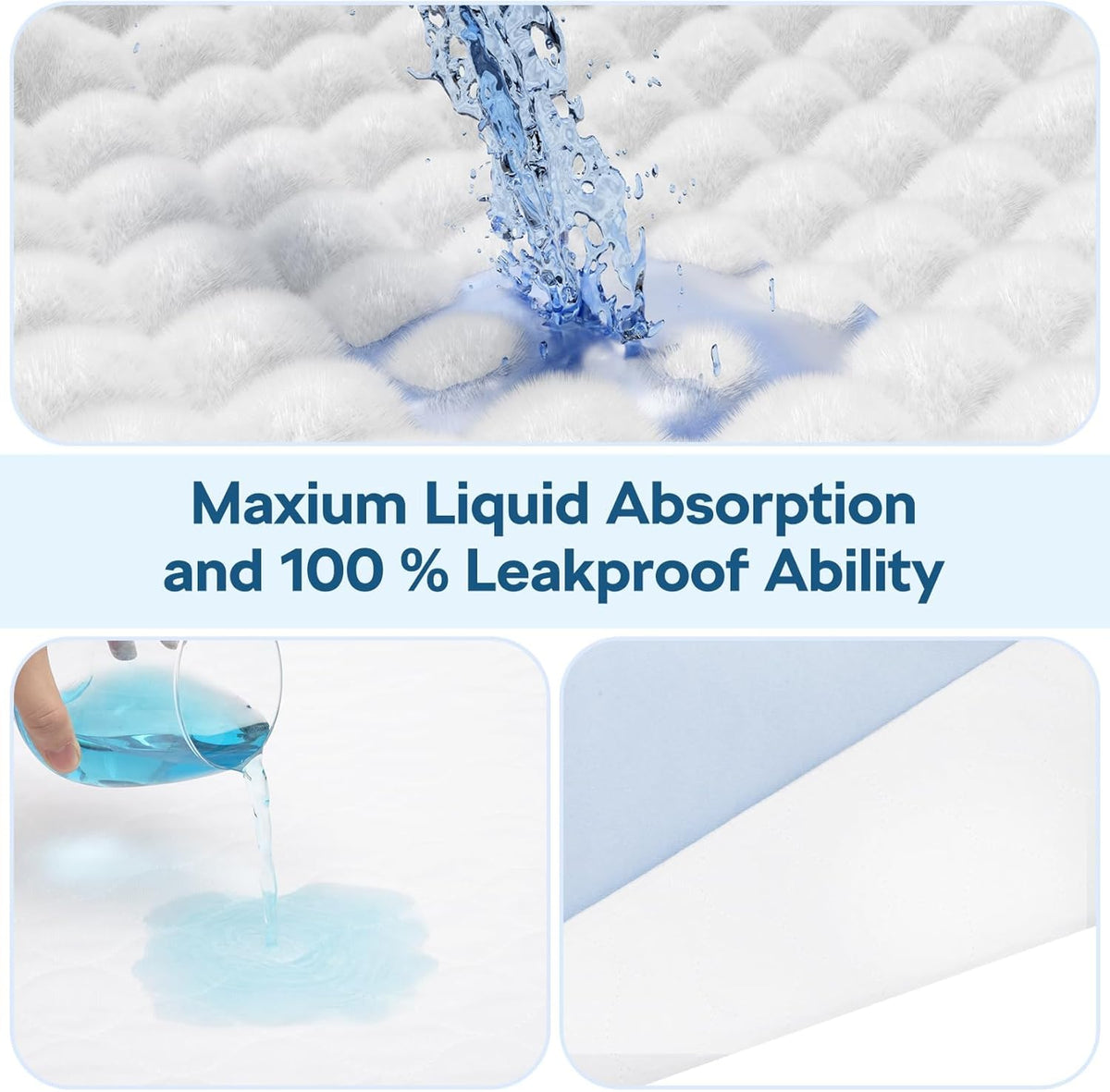 4 Pack 36" x 38" Large Absorbency Incontinence Bed Pads - Quick Drying Washable and Reusable