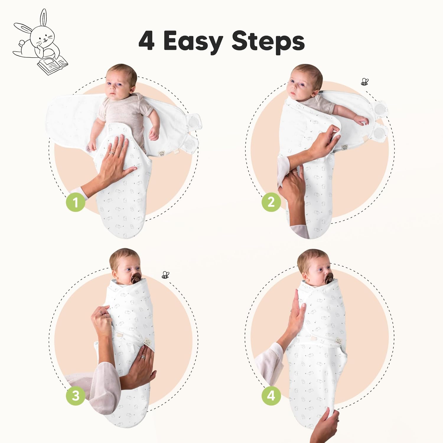3-Pack Organic Baby Swaddle Sleep Sacks - Swaddles for Newborns, Infant 3-6 Months, Baby Girls