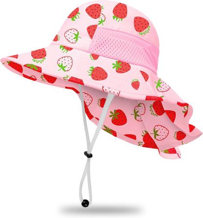 Toddler Baby Sun Hat Kids Summer UPF 50+ for Boys Girls Adjustable Beach Hats with Bucket Wide Brim