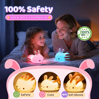 Bunny Night Light for Kids Lamp Cute Lamp, Kawaii 16 Colors Baby Night Lights for Baby Nursery,Soft