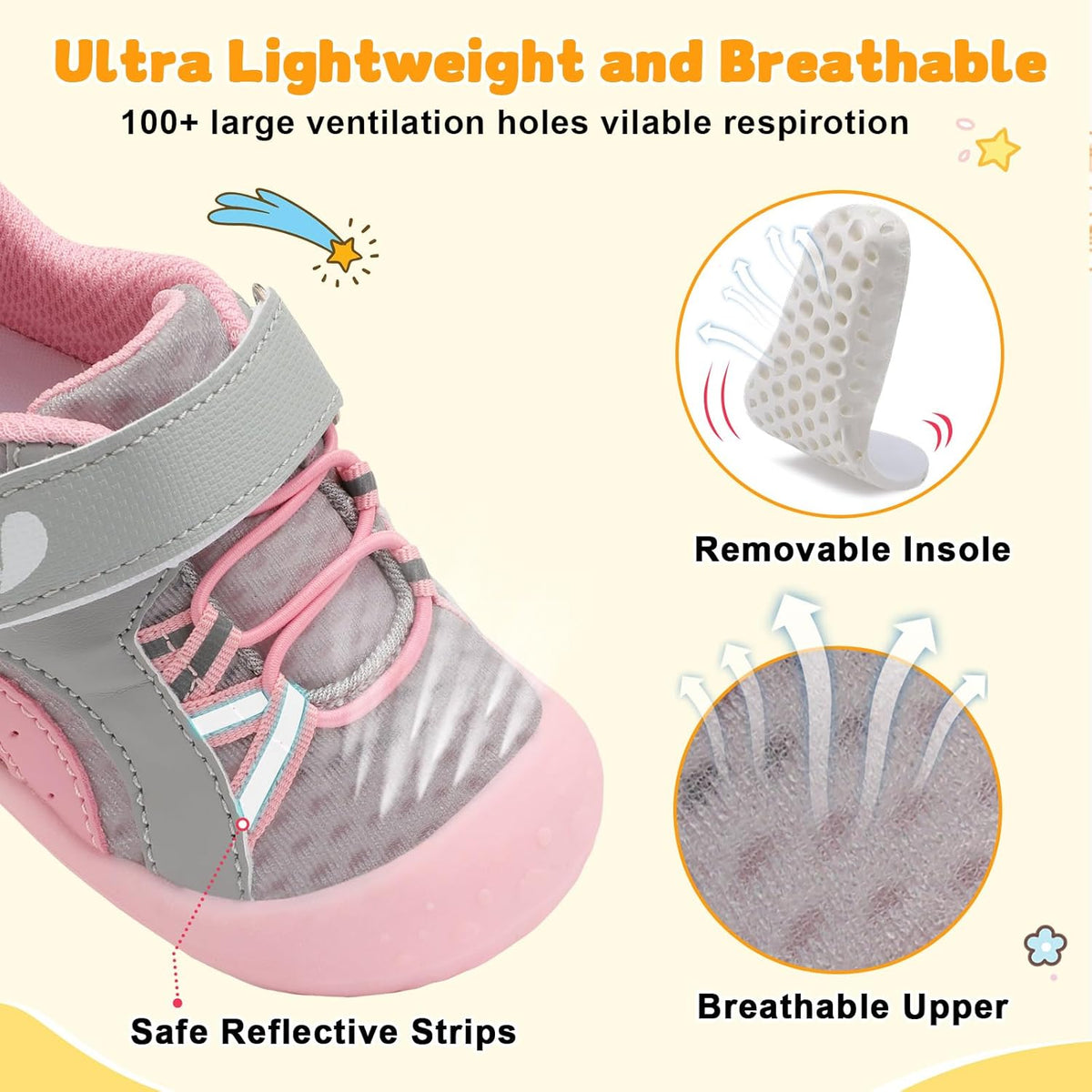 FEETCITY Wide Baby Shoes Boys Girls Baby Barefoot Shoes Breathable Infant Walking Shoe Crib Sock
