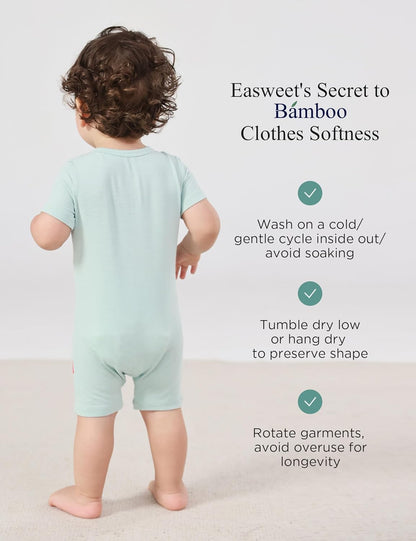Baby Boys Bamboo Viscose Short Sleeve Romper Soft Comfy Infant Summer Jumpsuit