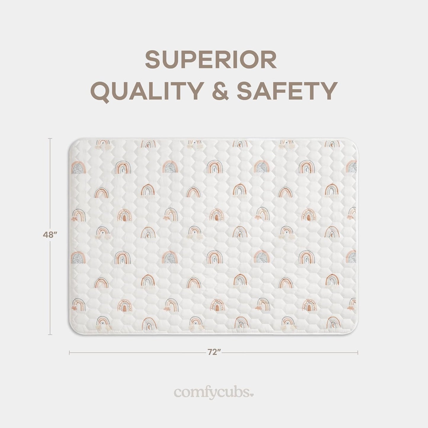 Comfy Cubs Rectangle Kids Play Mat - Medium 48 x 72 inches Soft Quilted Baby Floor Mat with