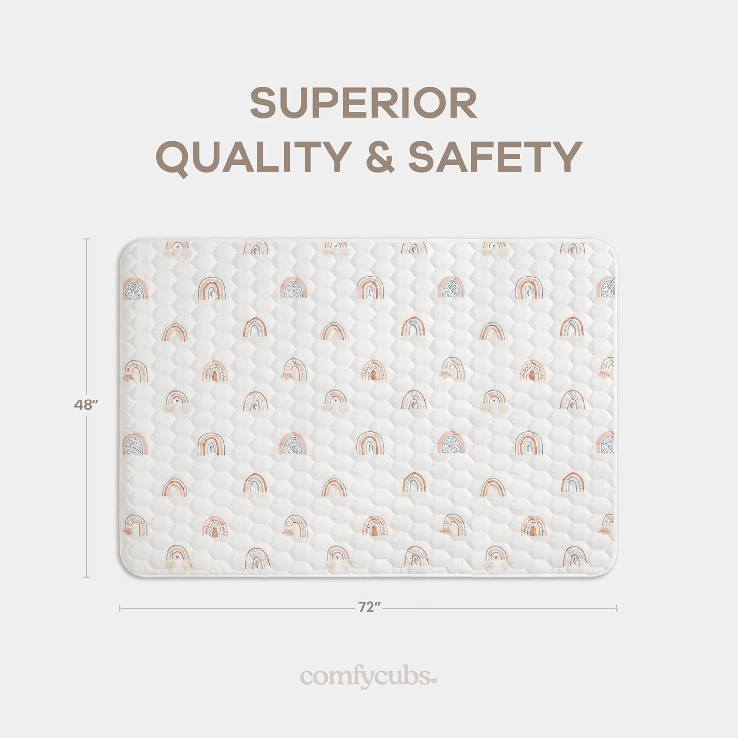 Comfy Cubs Rectangle Kids Play Mat - Medium 48 x 72 inches Soft Quilted Baby Floor Mat with