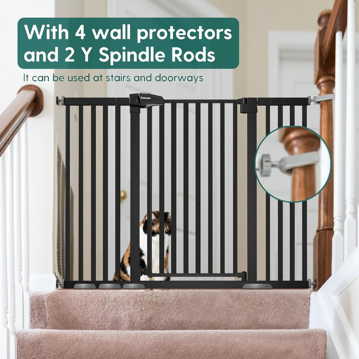 BABELIO 36" Tall Baby Gate, 29-55" Auto Close Pressure Mounted Dog Gate for Doorways & Hallway