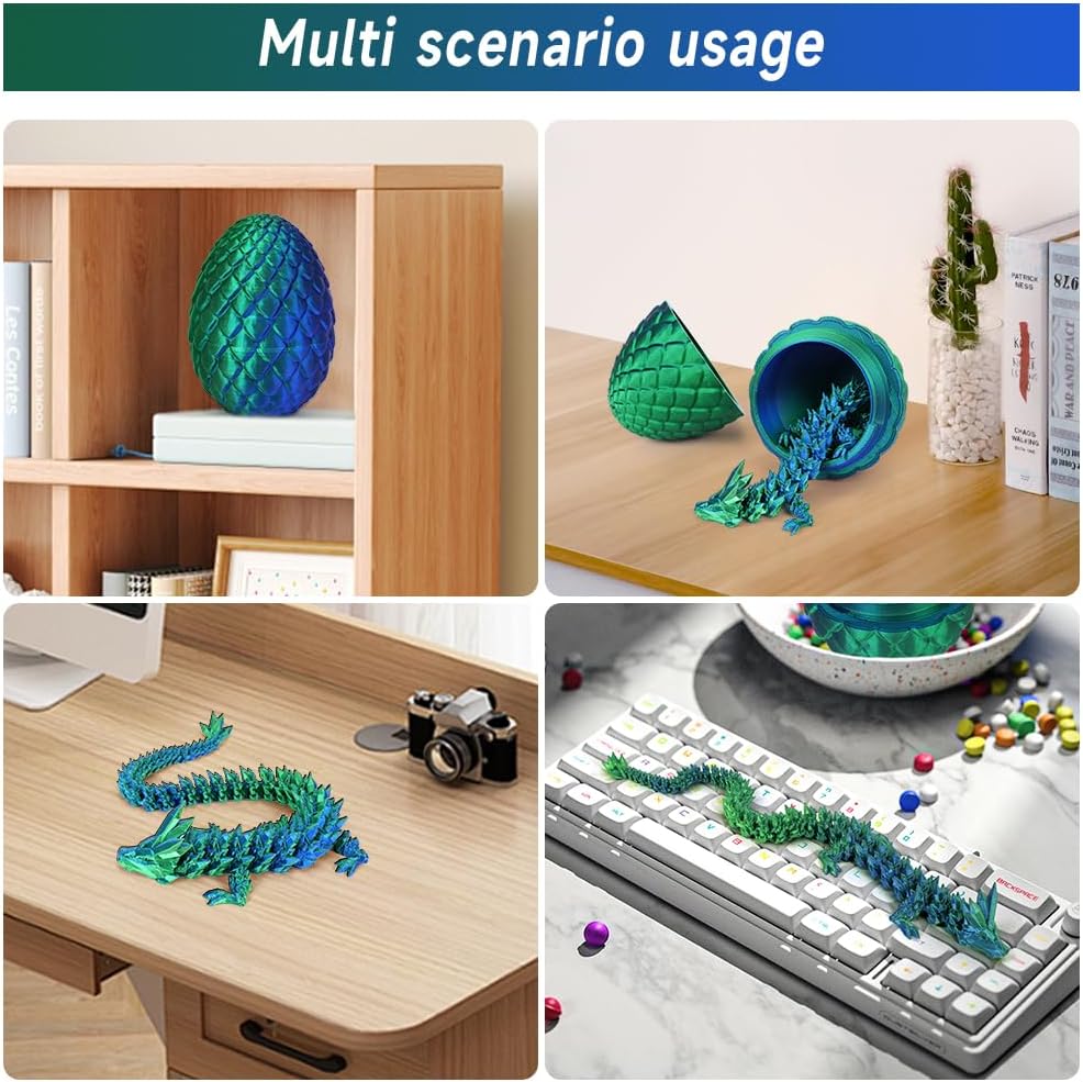 3D Printed Dragon Egg, Mystery Crystal Dragon Egg Fidget Toys Surprise, Articulated Crystal Dragon