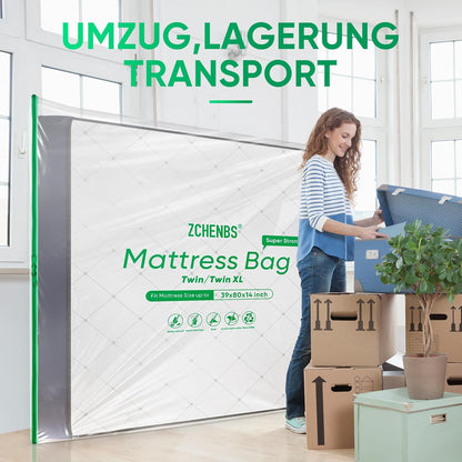 ZCHENBS® – Mattress Bags for Moving and Storage,Mattress Bag with Zippers,5 Mil Ultra-Thick Bed