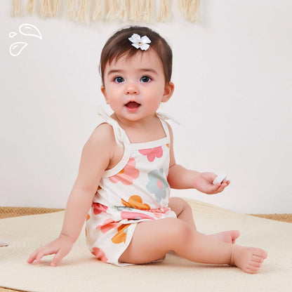 WZTYYDS Toddler Baby Girl Summer Clothes Floral Romper Tie-Up Strap Halter Jumpsuit Infant Summer