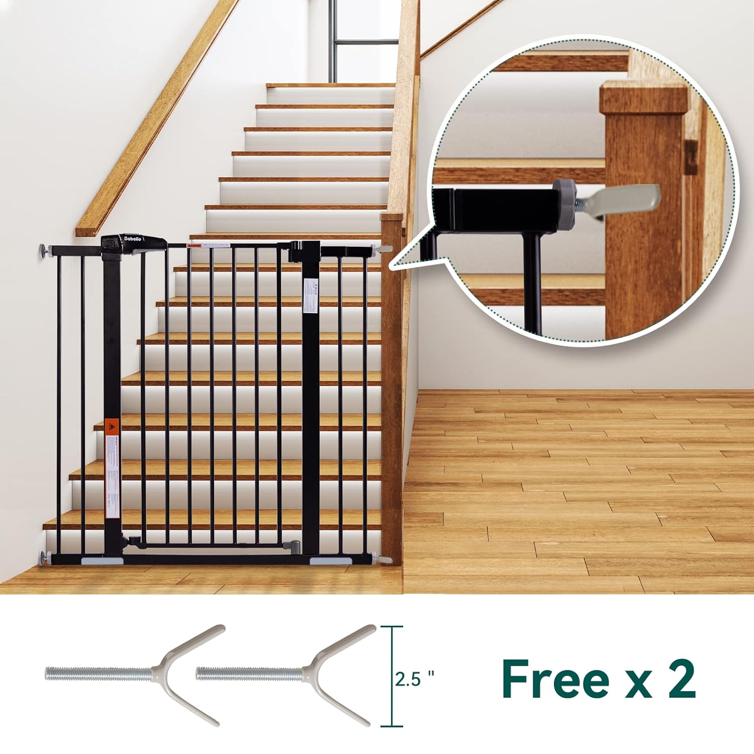 BABELIO 36" Tall Baby Gate, 26-40" Wide Auto Close Pet Gate, Pressure Mounted Metal Dog Gate