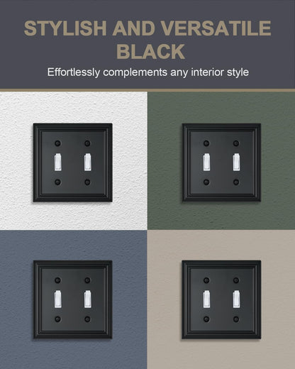2-Pack Double Toggle Wall Plates, Durable Metal Light Switch Covers, Decorative Switch Plate Covers