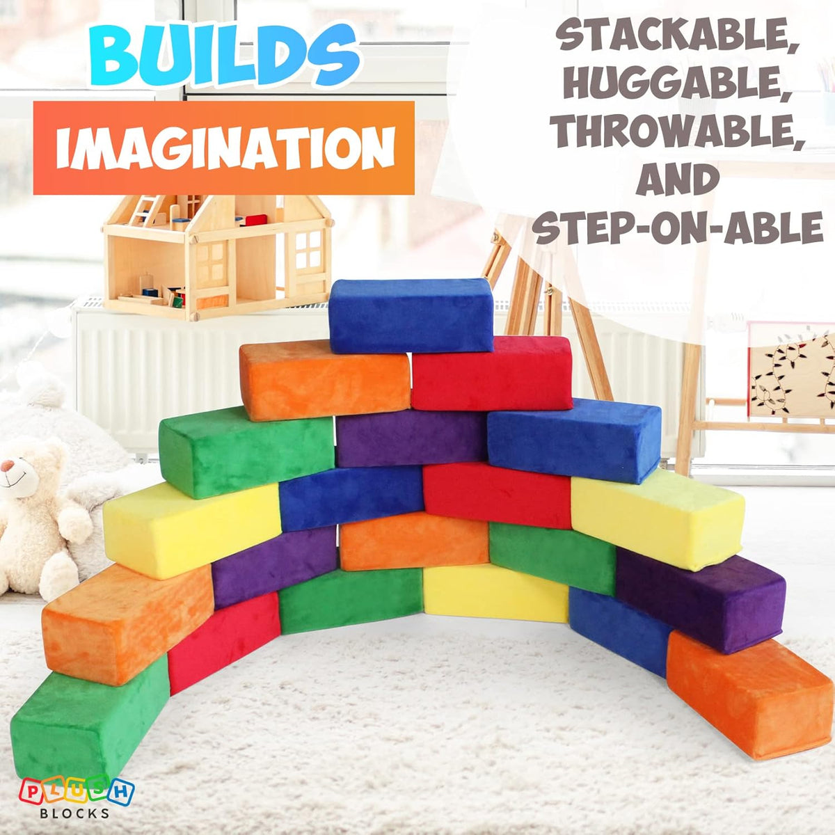 The Original Premium Plush Building Block for Kids - Certified Safe Foam Blocks in Luxuriously Soft