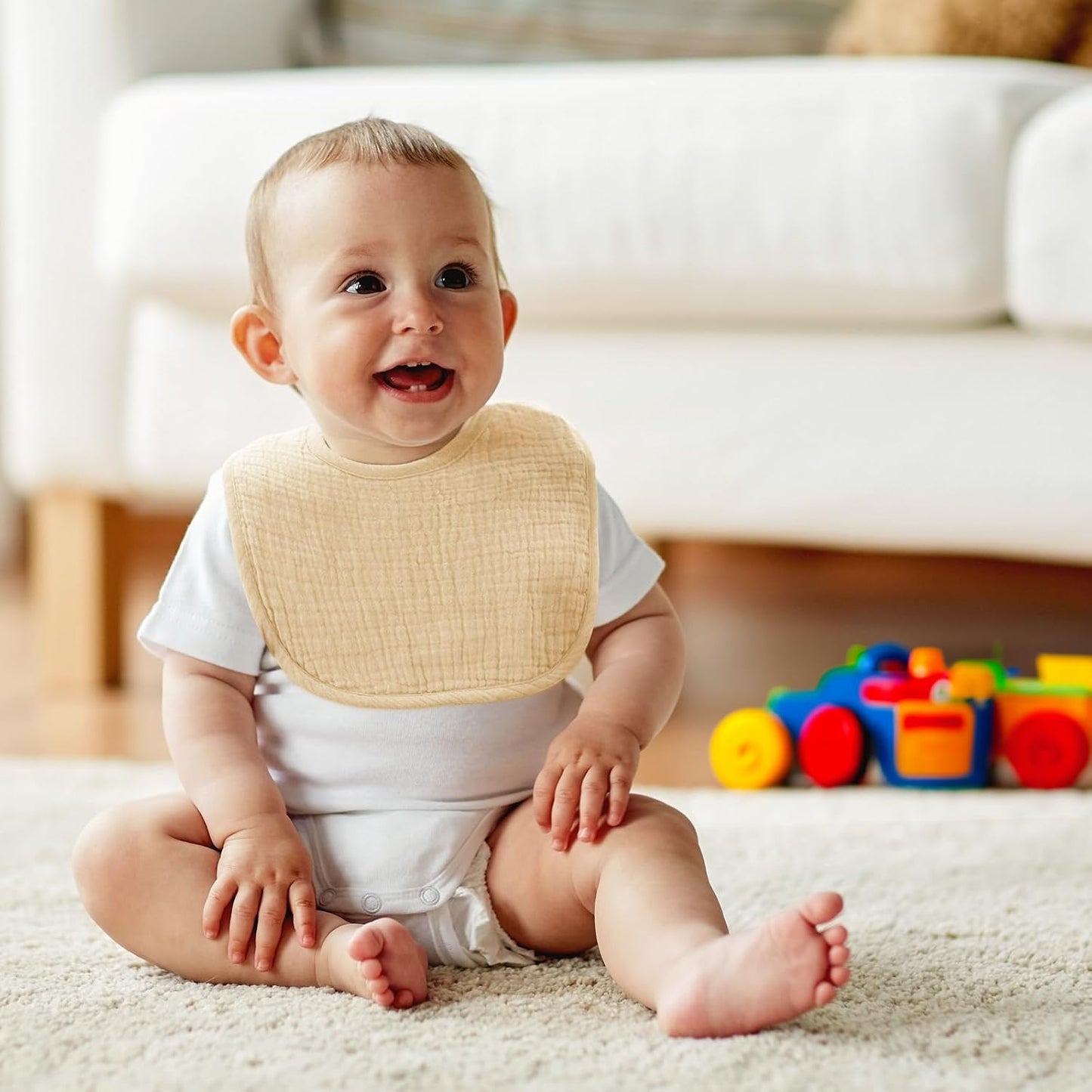 6-Pack Muslin Baby Bibs for Unisex Boys Girls, Cotton Baby Drool Bibs, Drooling and Teething Bibs