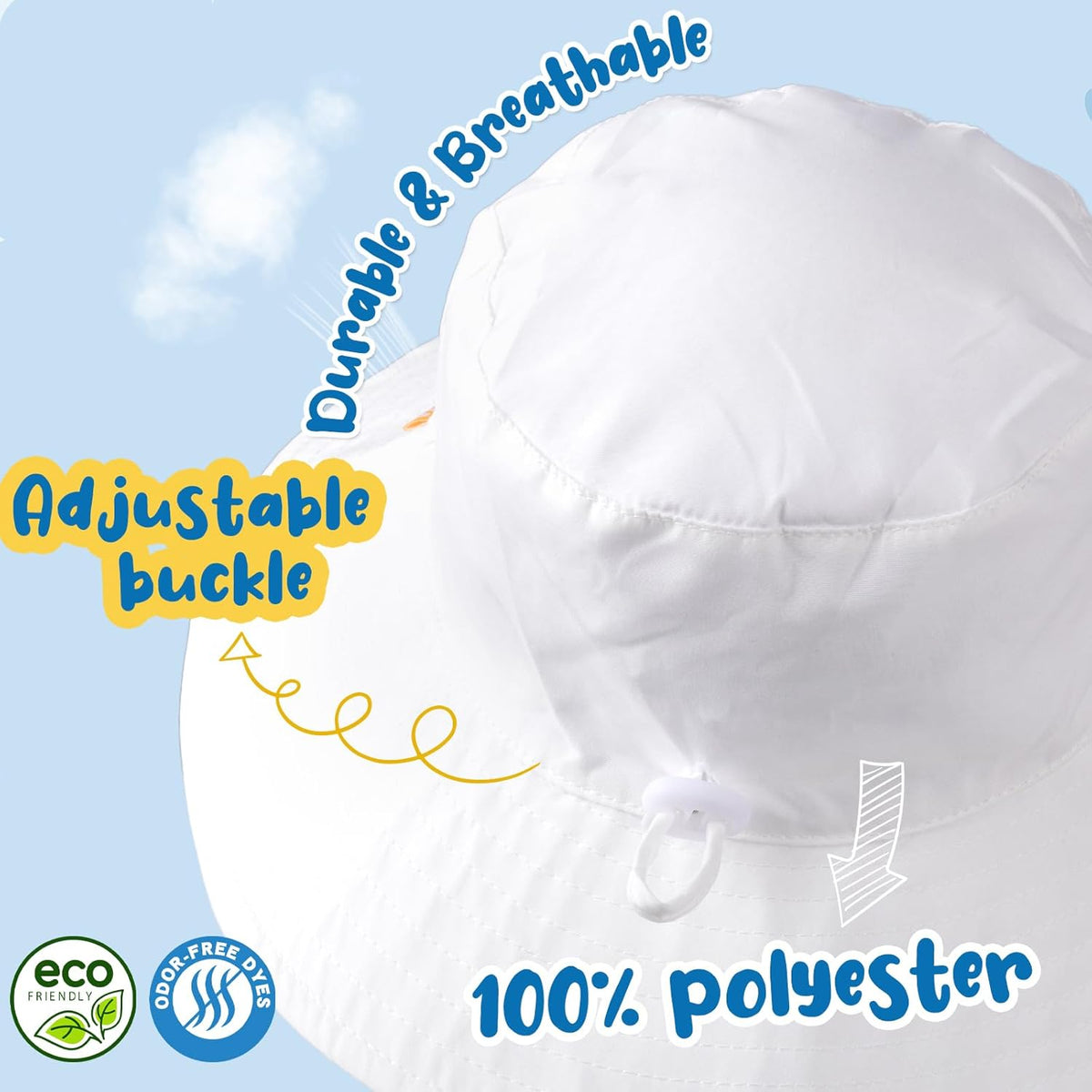 Baby Sun Hat Kids Summer UPF 50+ Toddler Bucket Hat Wide Brim Adjustable Beach Hats for Boys Girls