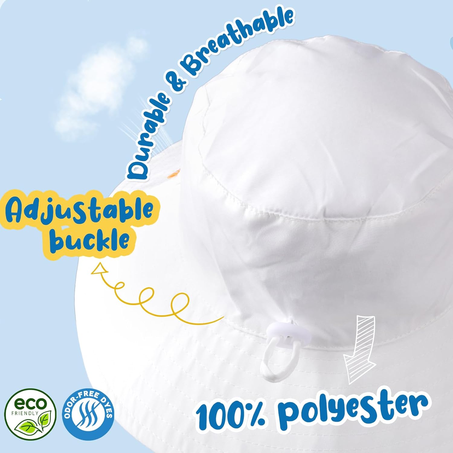 Baby Sun Hat Kids Summer UPF 50+ Toddler Bucket Hat Wide Brim Adjustable Beach Hats for Boys Girls