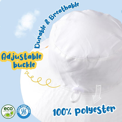 Baby Sun Hat Kids Summer UPF 50+ Toddler Bucket Hat Wide Brim Adjustable Beach Hats for Boys Girls