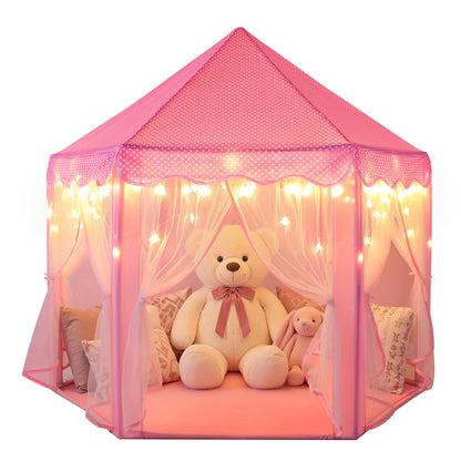 Sumbababy Princess Castle Tent for Girls Fairy Play Tents for Kids Hexagon Playhouse with Fairy