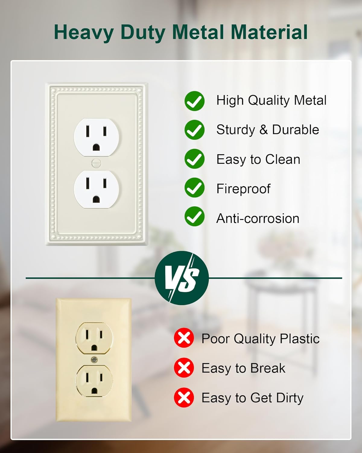 2-Pack Single Toggle Light Switch Cover Plate, Pearls Decorative Switch Plate Covers, Light Almond