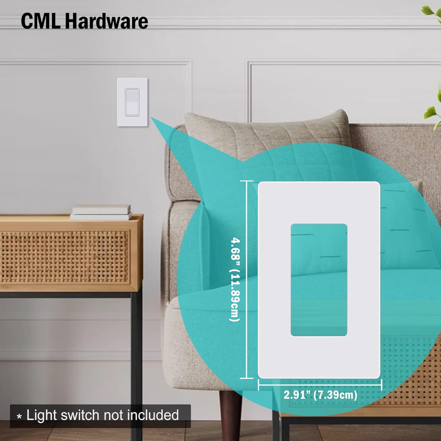 CML Screwless Wall Plates, 40 Pack Decorator Light Switch Covers, 1-Gang Decor Outlet Switch Plate