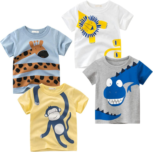 Boys' 4-Pack Excavator Short Sleeve Crewneck T-Shirts Top Tee Size 2-7 Years Toddler Boys' Value