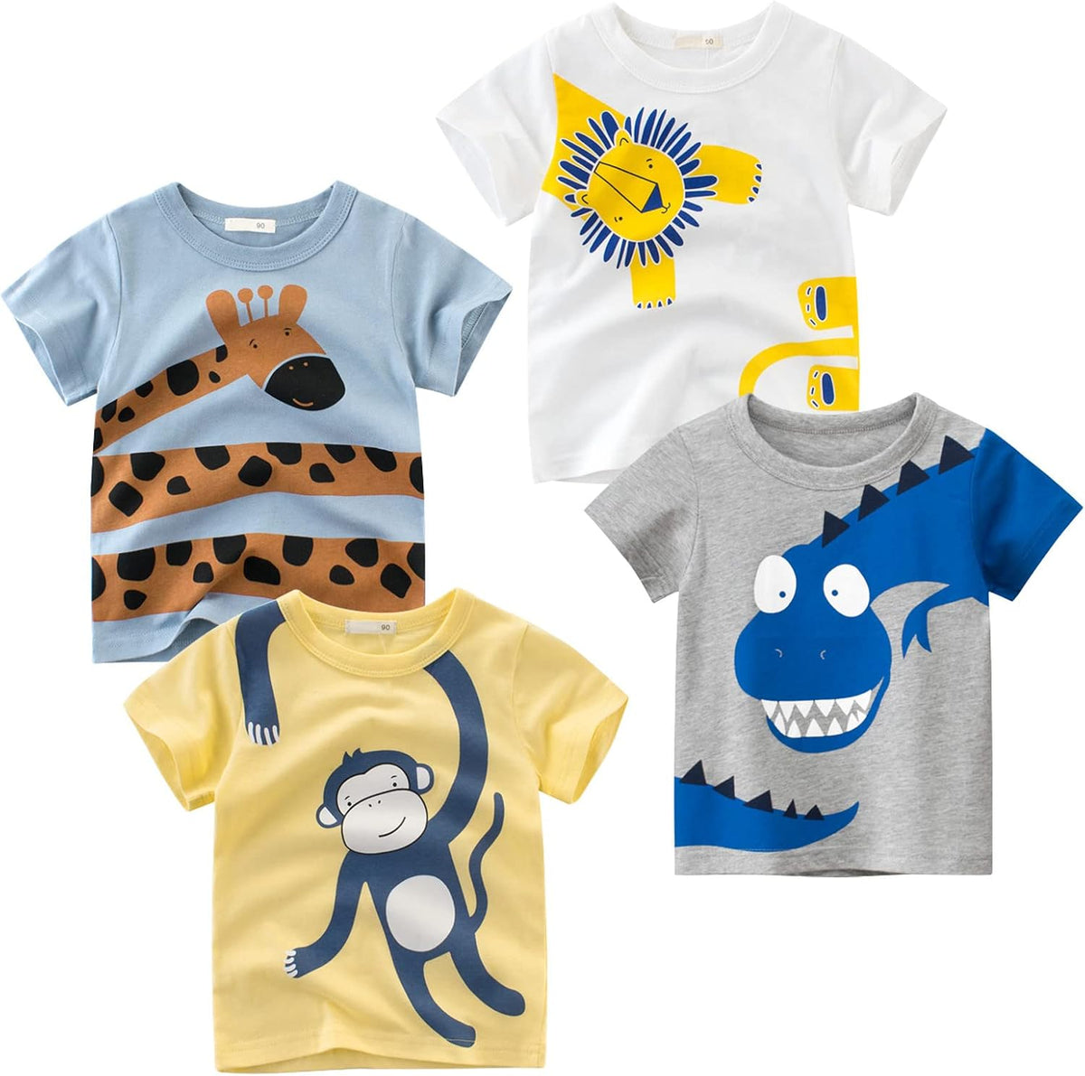 Boys' 4-Pack Excavator Short Sleeve Crewneck T-Shirts Top Tee Size 2-7 Years Toddler Boys' Value