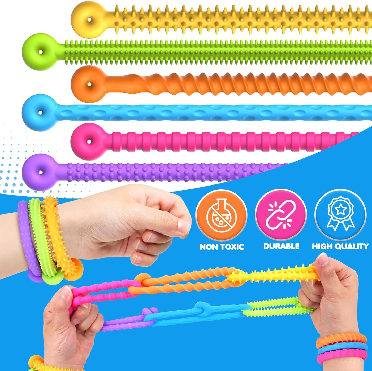 Sensory Toys Fidget Stretchy Strings: Fidget Toys Bracelet for Kids Calming - Adjustable Sensory