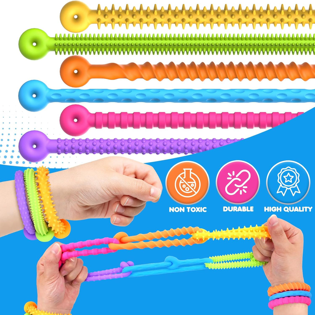 Sensory Toys Fidget Stretchy Strings: Fidget Toys Bracelet for Kids Calming - Adjustable Sensory